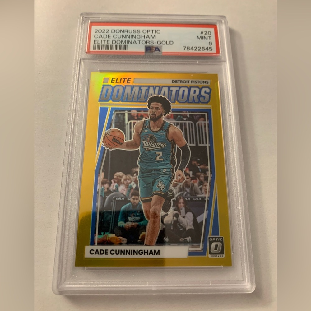 2022 Donruss Optic Cade Cunningham Elite Dominators Gold Prizm /10 PSA 9 POP 1